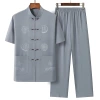 Moda nacional algodón lino estilo chino tang traje casual ropa de hombre verano medio viejo estilo étnico manga corta abuelo daddy slim Item Picture
